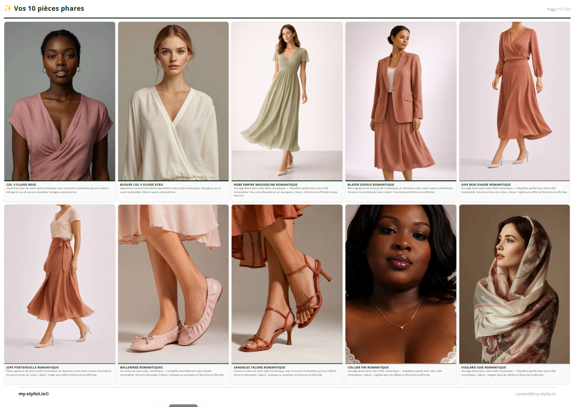 Extrait rapport MyStylist - Sélection 10 pièces phares personnalisées