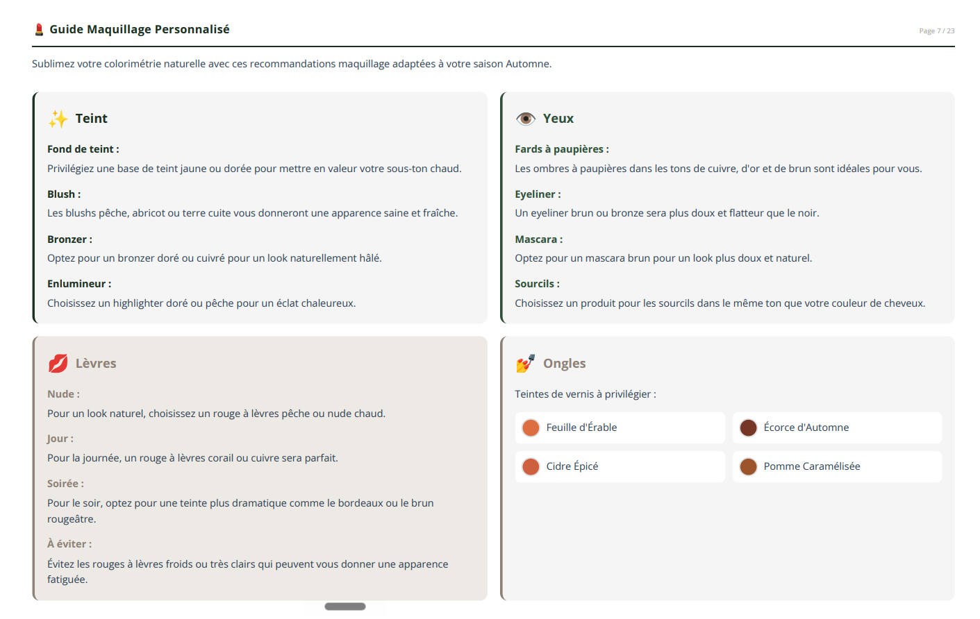 Extrait rapport MyStylist - Guide maquillage personnalisé